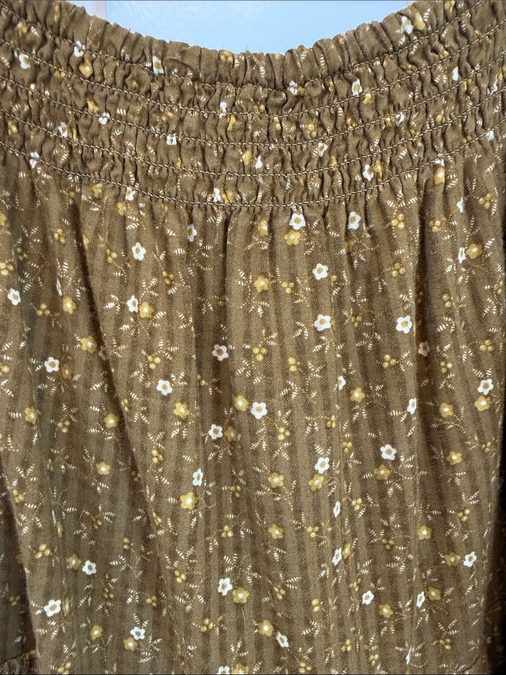 Madewell Womeny Olive Floral Tiered Dress - Picture 3 of 5